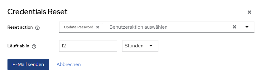 Zugang zurücksetzen und Einladungsemail verschicken