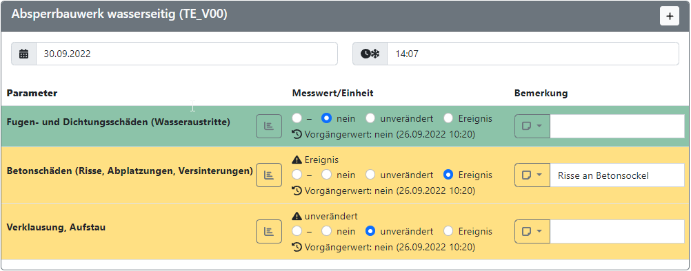 Feldversion: Eintrag von visuellen Beobachtungen